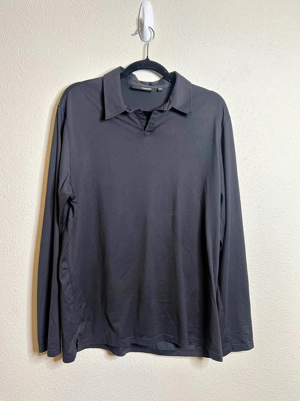Murano Men's Charcoal Gray Long Sleeve Polo Shirt